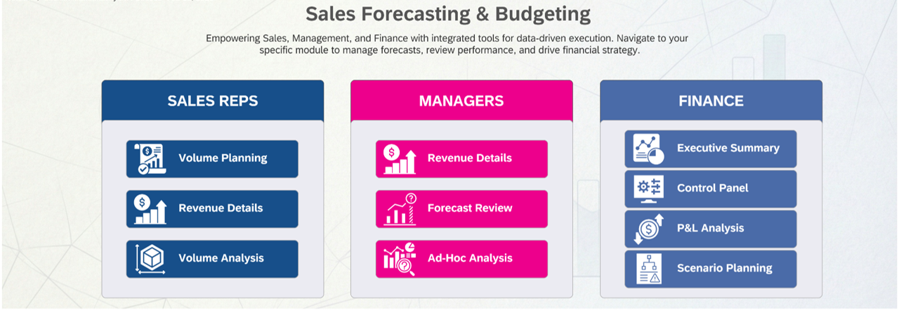 SAC Role-Driven Menu — Sales Reps, Managers, Finance